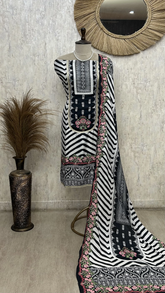 Midnight Floral Elegance Unstitched Suit