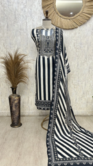 Midnight Floral Elegance Unstitched Suit