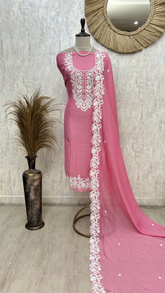 Azure Embroidered Grace Unstitched Suit