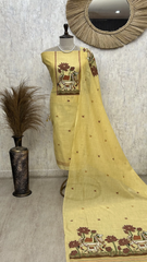 Ethereal Sage Elegance jamdani linen Unstitched Suit