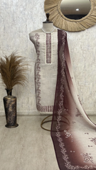 Monochrome Floral Elegance Unstitched Suit