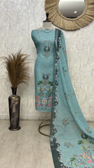 Peacock Blossom Elegance Unstitched Suit