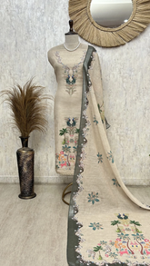 Peacock Blossom Elegance Unstitched Suit