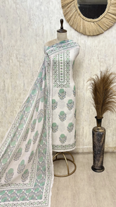 Verdant Blockprint Mul Cotton Unstitched Suits
