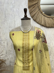 Blossom Grace jamdani linen Unstitched Suit