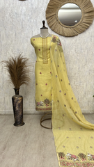 Blossom Grace jamdani linen Unstitched Suit