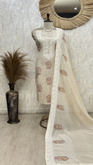 Floral Ivory Charm Mul cotton Unstitched Suit