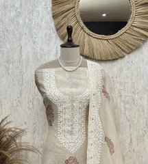 Floral Ivory Charm Mul cotton Unstitched Suit