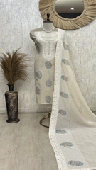 Floral Ivory Charm Mul cotton Unstitched Suit