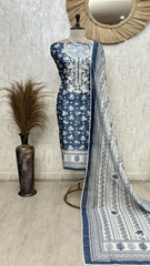 Classic Indigo Blue Blossom Unstitched Suit