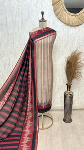 Geometric Striped Hand-Woven Maheshwari Cotton Unstitched Suits