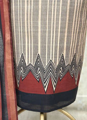 Geometric Striped Hand-Woven Maheshwari Cotton Unstitched Suits