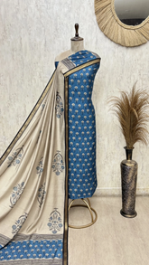 Block Printed Floral Maheshwari Cotton Unstitched Suits