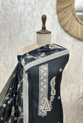 Midnight Flora Jamdani Linen Unstitched Suits
