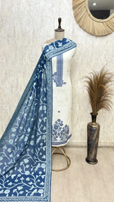 Moonvine Jamdani Linen Unstitched Suit
