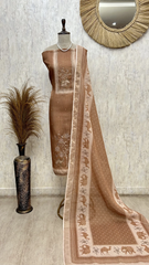 Elegant Elephant Motif Unstitched Suit