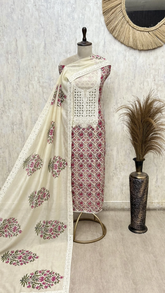 Heritage Bloom Mul Chanderi Unstitched Suit