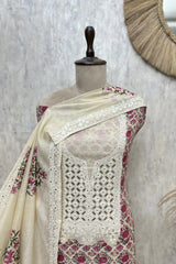 Heritage Bloom Mul Chanderi Unstitched Suit