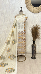Heritage Bloom Mul Chanderi Unstitched Suit