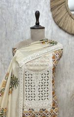 Heritage Bloom Mul Chanderi Unstitched Suit