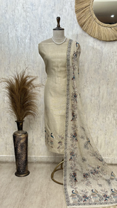 Elegant Peacock Embroidery Unstitched Suit