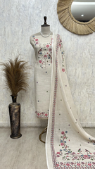 Birdsong Floral Elegance Linen Unstitched Suit