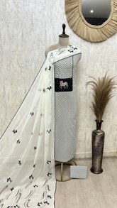 Midnight Petals Cotton Unstitched Suit