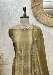 Smoky Zari Elegance Burberry Tissue Unstitched Suit