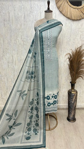 Teal Striped Elegance Unstitched suit