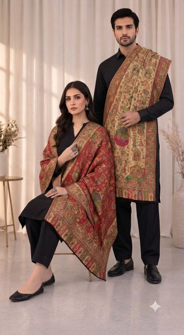 Heritage Reverie Semi Pashmina Reversible Stoles