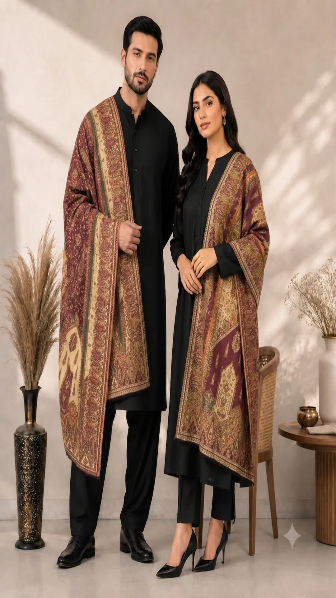 Paisley Heritage Reversible Semi Pashmina Stole