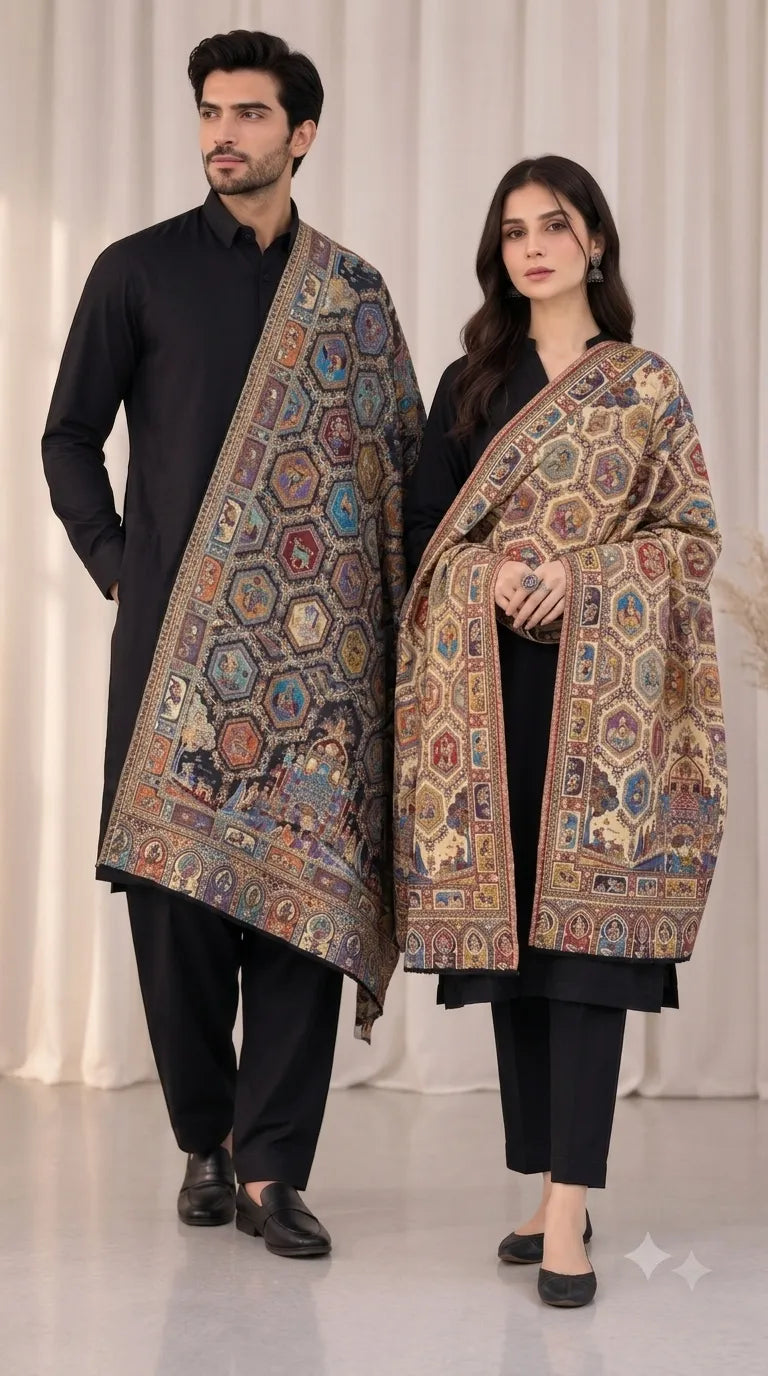 Mosaic Heritage Reversible Pashmina Stole