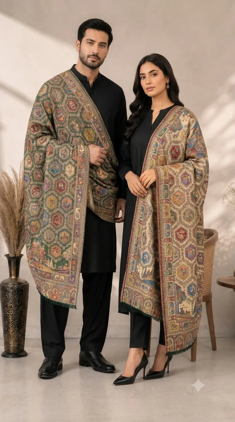 Mosaic Heritage Reversible Pashmina Stole