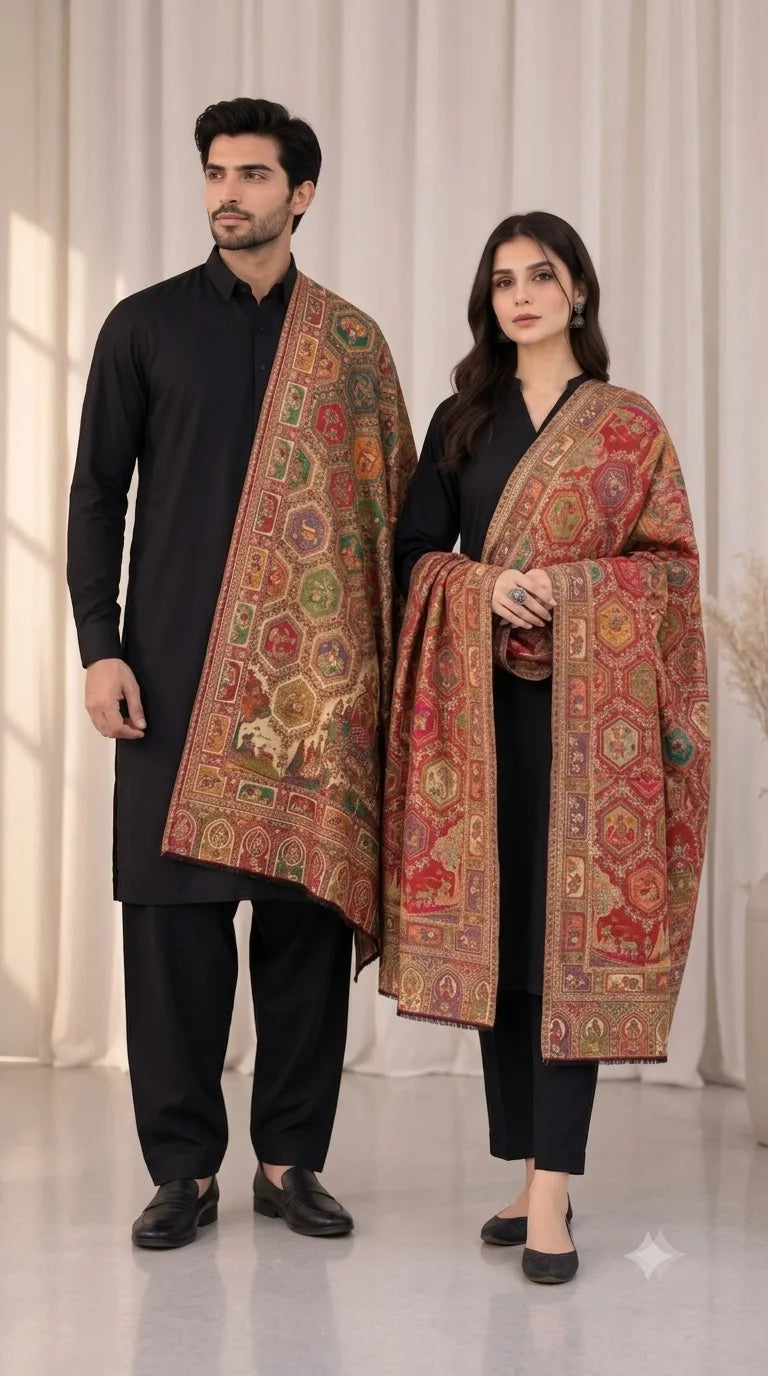 Mosaic Heritage Reversible Pashmina Stole