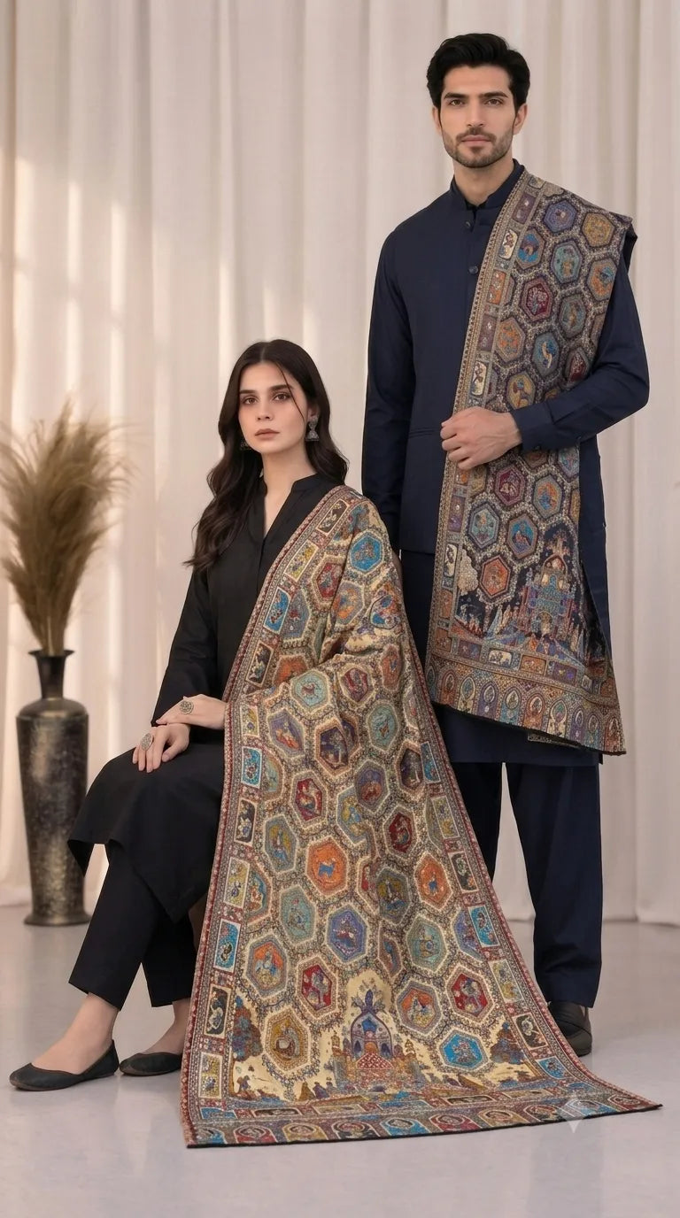 Mosaic Heritage Reversible Pashmina Stole