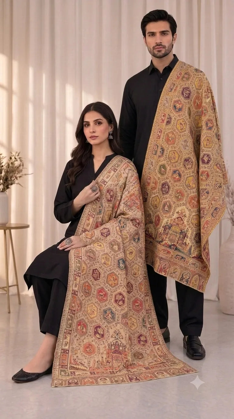 Mosaic Heritage Reversible Pashmina Stole