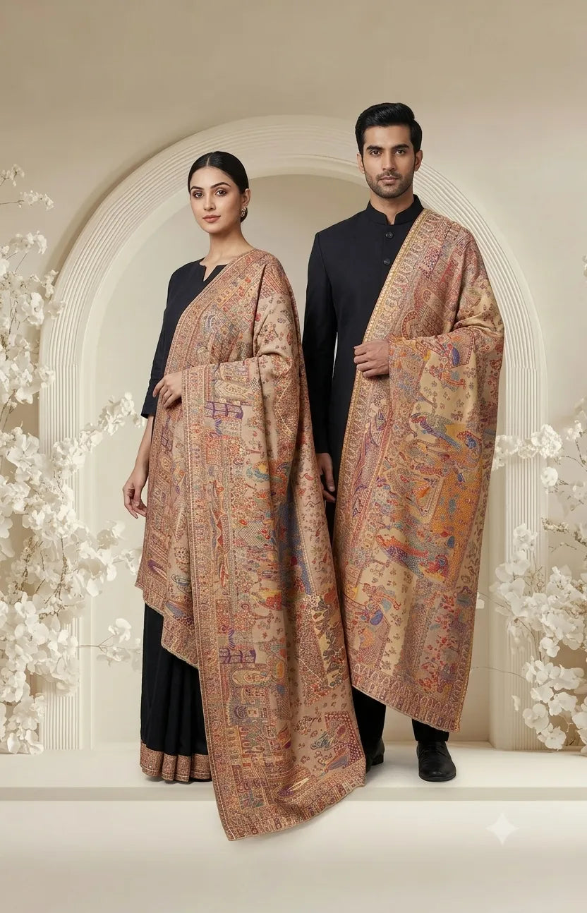 Exquisite Reversible Semi-Pashmina Stole