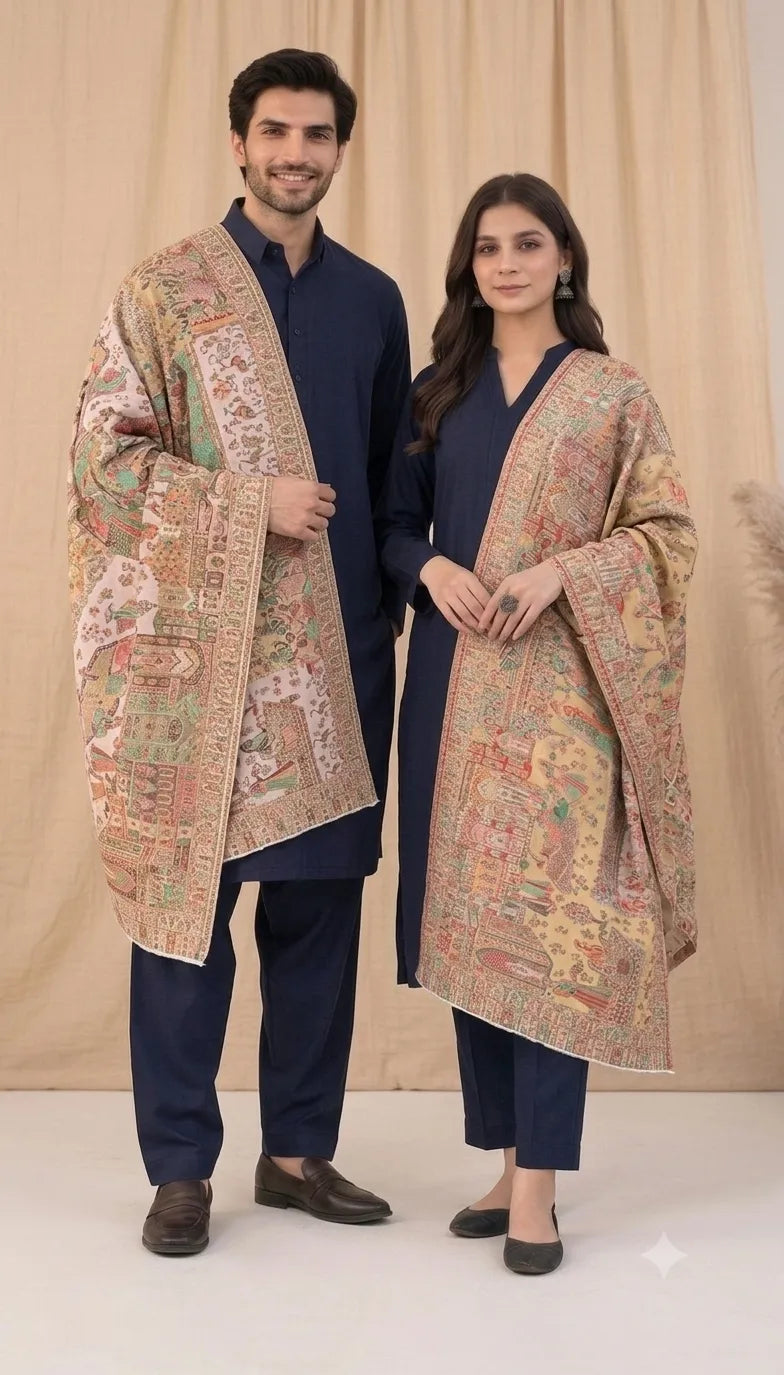 Exquisite Reversible Semi-Pashmina Stole
