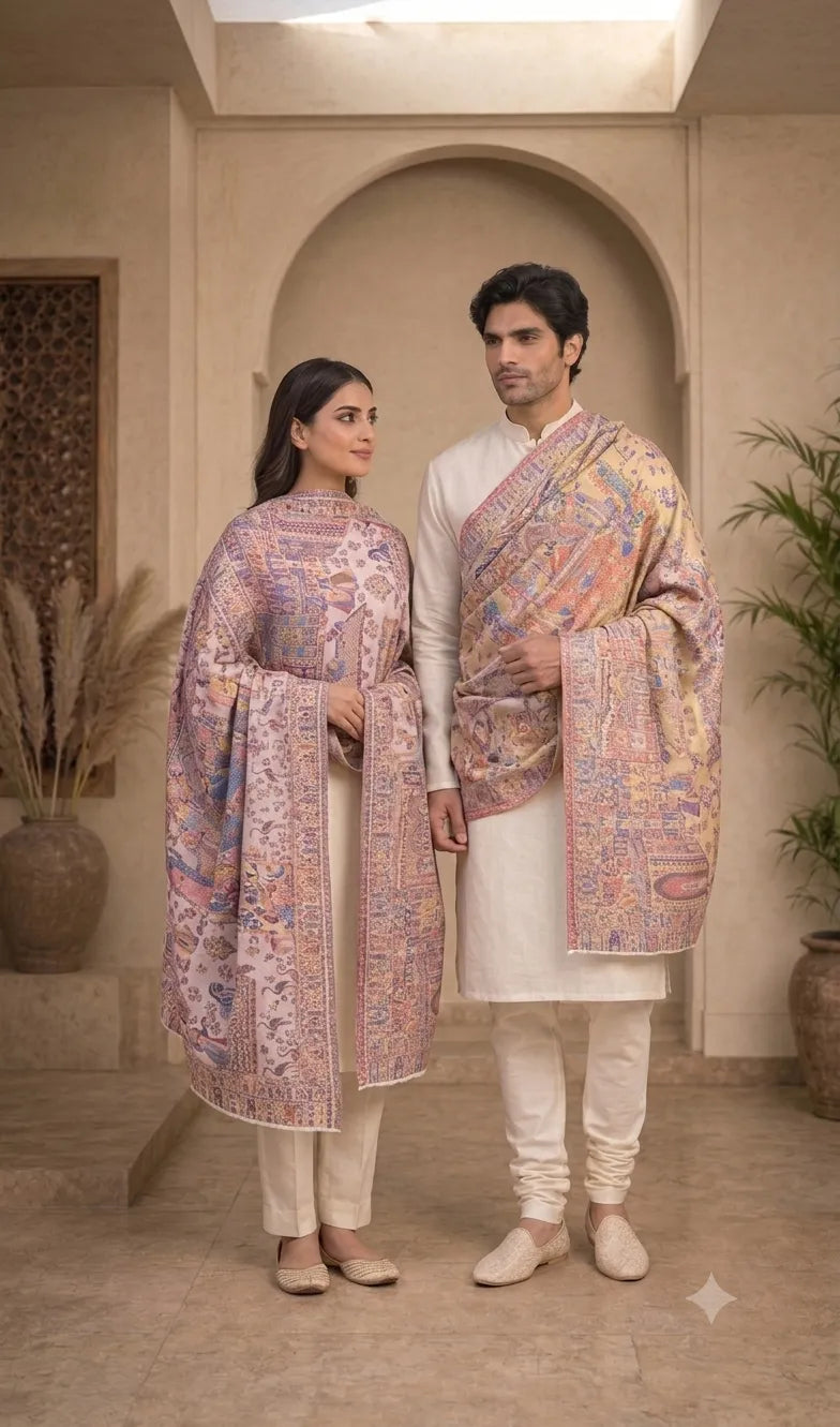Exquisite Reversible Semi-Pashmina Stole