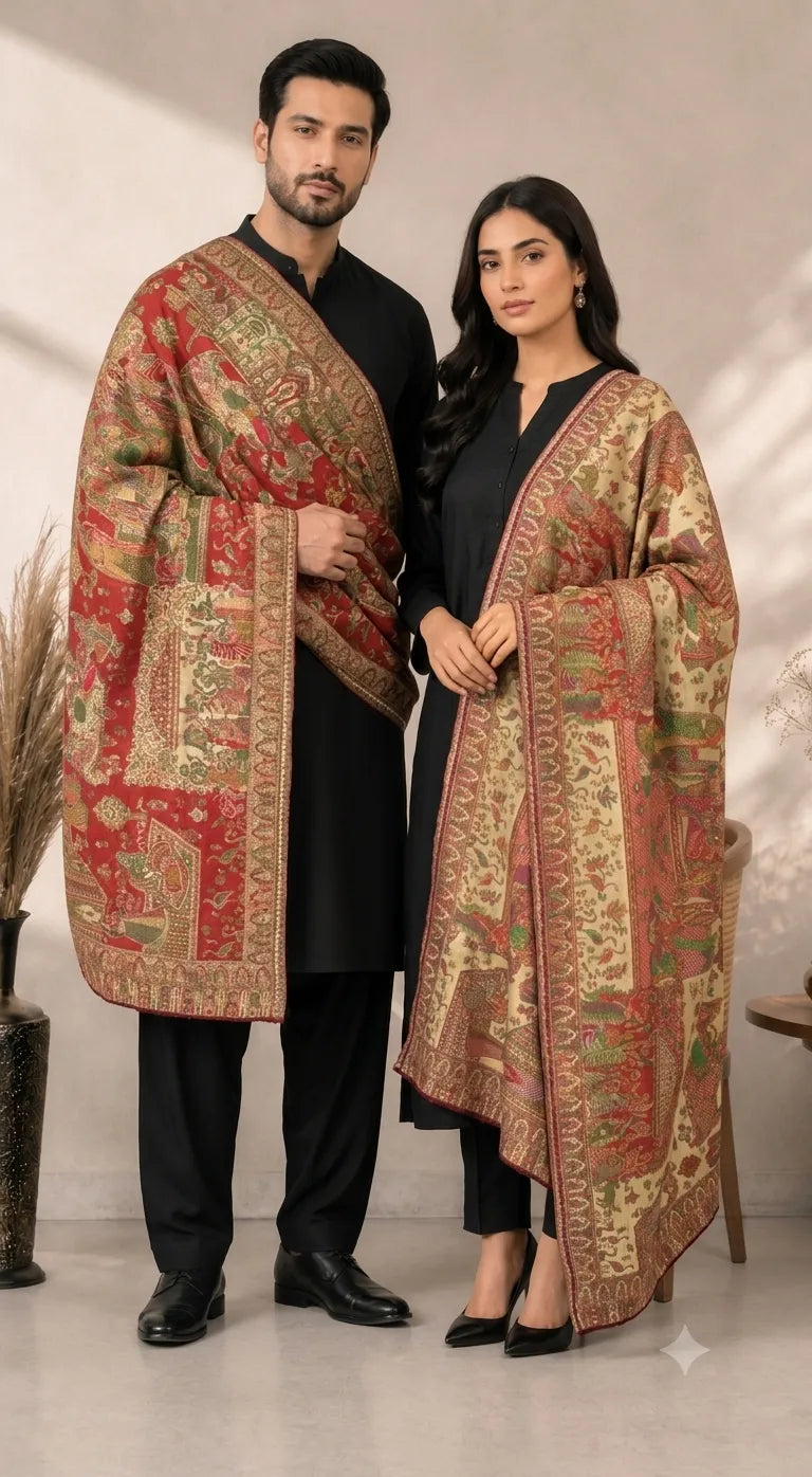 Exquisite Reversible Semi-Pashmina Stole