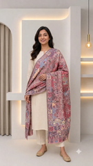 Heritage Motif Non-Reversible Semi-Pashmina Stole - Pack of 1 With Premium  Curated Box Packaging