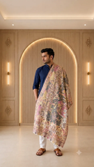 Heritage Motif Non-Reversible Semi-Pashmina Stole - Pack of 1 With Premium  Curated Box Packaging