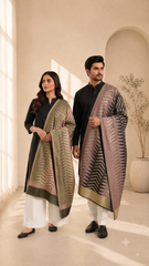 Moonlight reversible Ikkat Unisex Stoles - Pack of 1 With Premium Curated Box Packaging