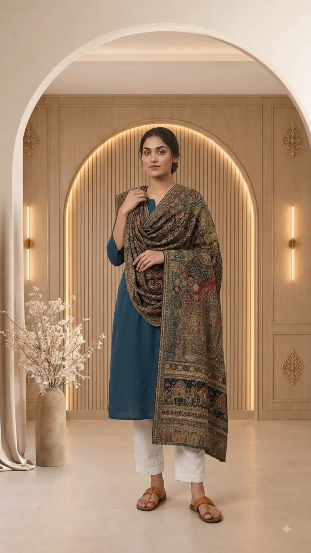 Non Reversible Semi Pashmina Unisex Stoles With Curated Box Packaging