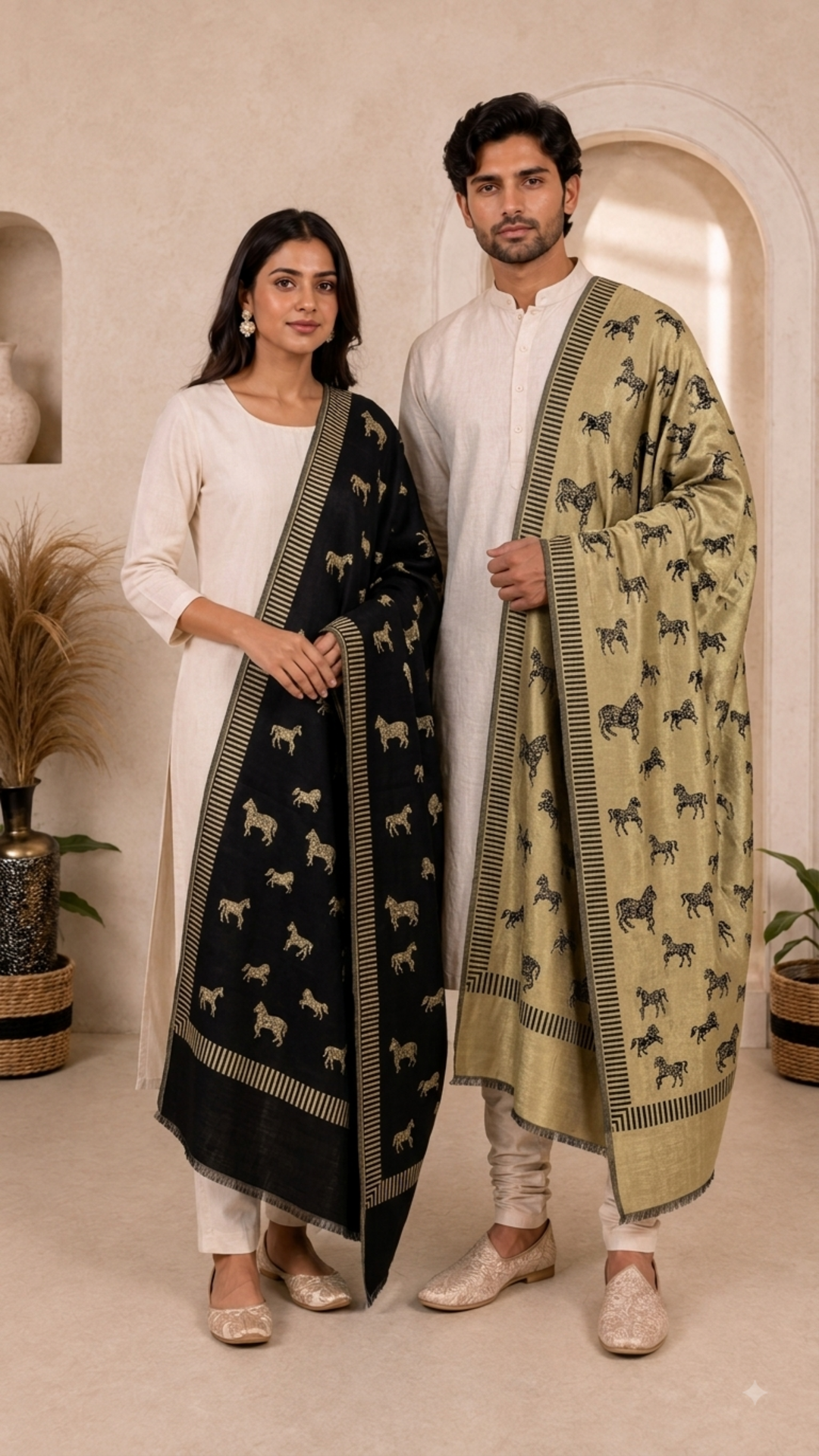 Reversible Pashmina Unisex Stoles - Pack of 1 With Premium  Curated Box Packaging