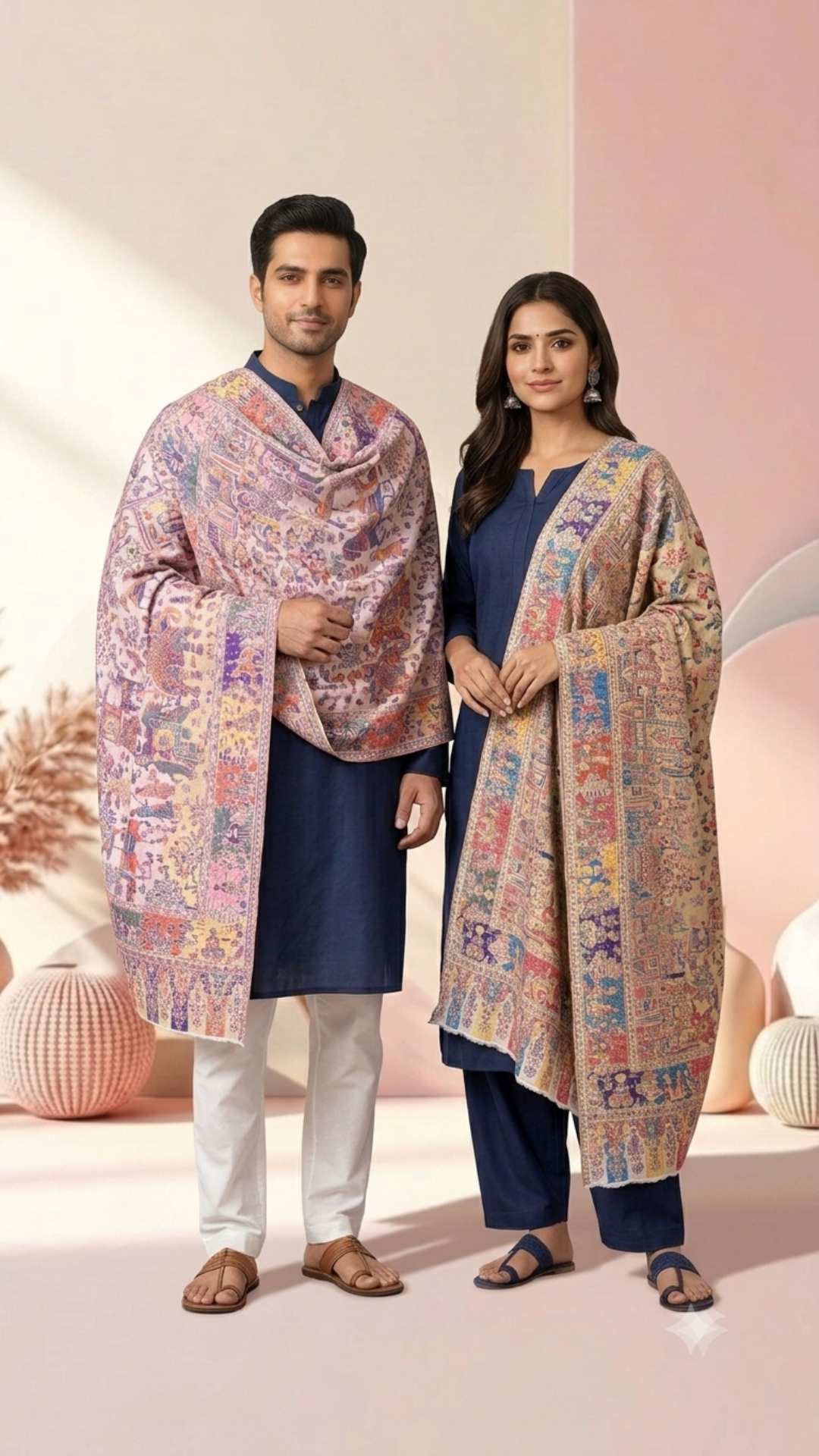 Reversible Semi Pashmina Unisex Stoles With Curated Box Packaging