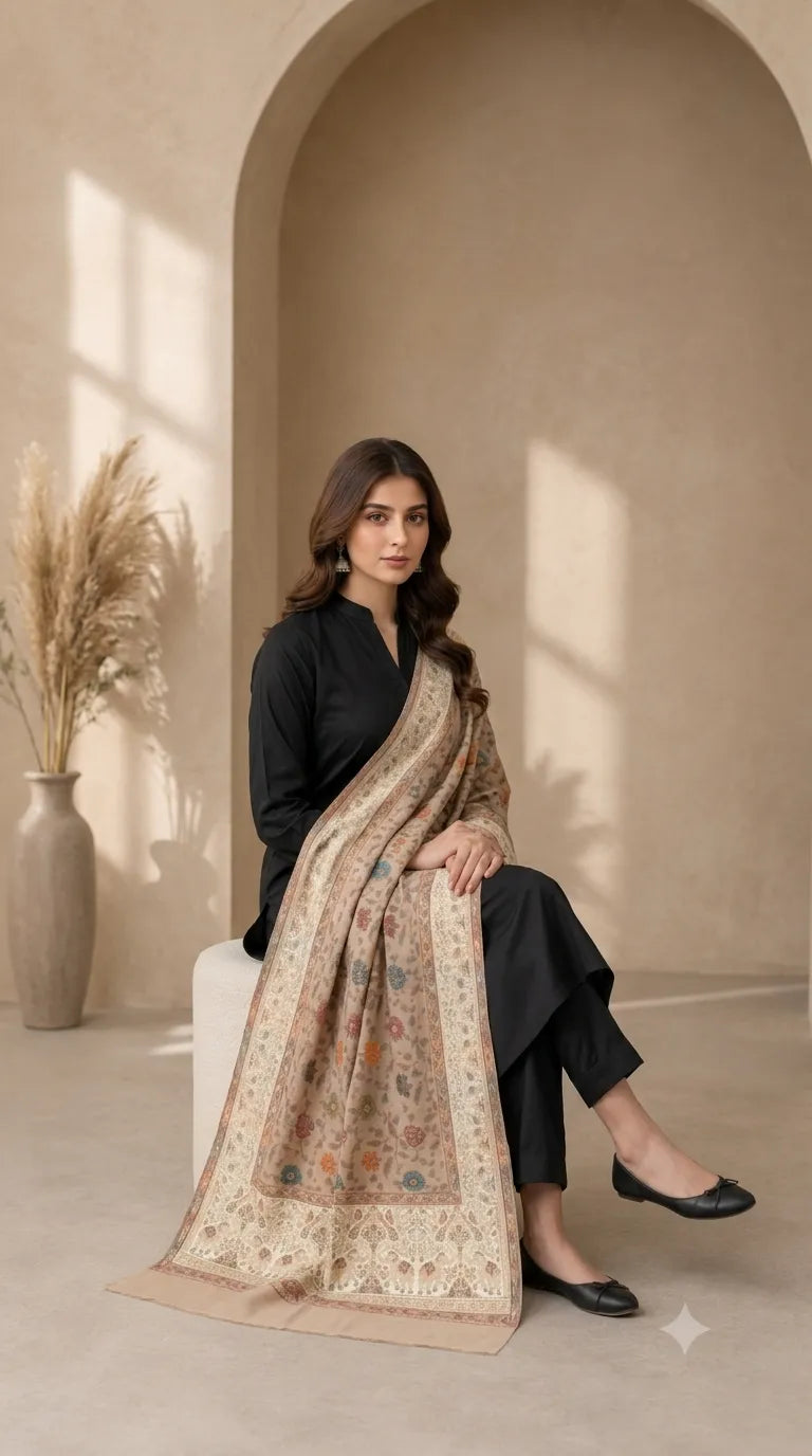 Non Reversible Semi Pashmina Unisex Stole - Pack of 1 With Premium  Curated Box Packaging
