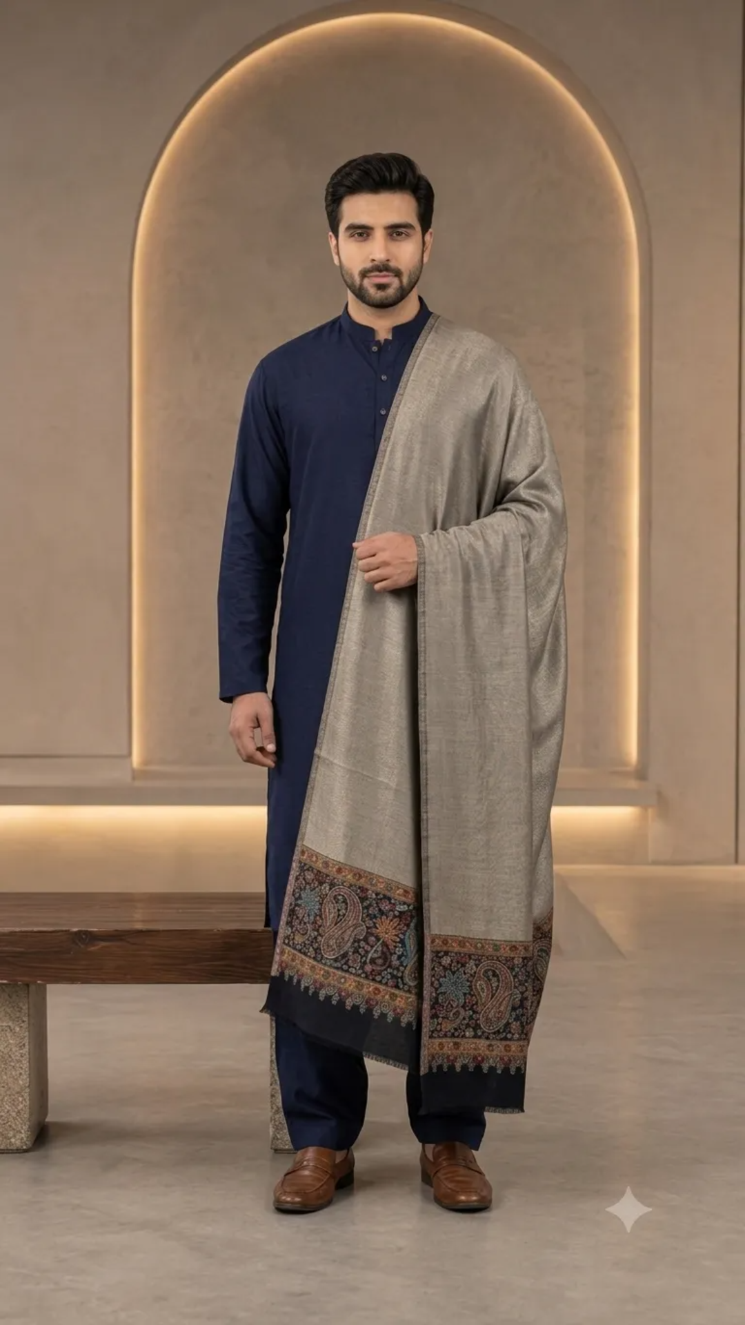 Semi Pashmina Non Reversible Moonlight Unisex Stole - Pack of 1 With Premium  Curated Box Packaging