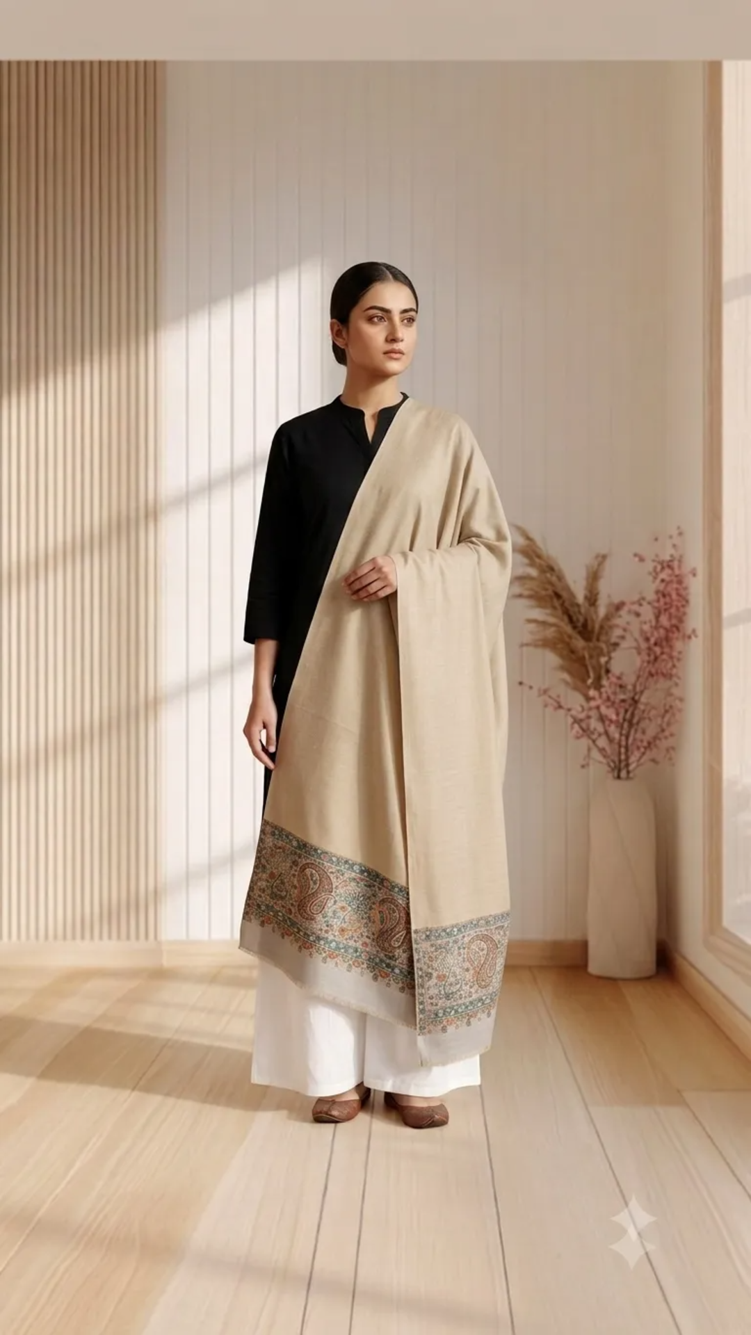 Semi Pashmina Non Reversible Moonlight Unisex Stole - Pack of 1 With Premium  Curated Box Packaging