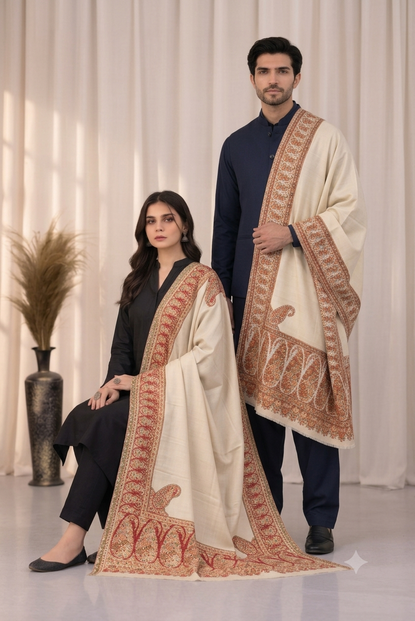 Reversible Semi Pashmina Unisex Shawls - Pack of 1 With Premium  Curated Box Packaging